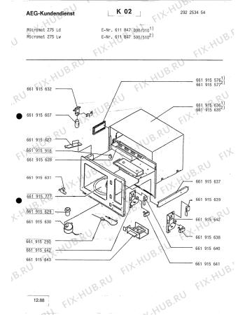 Взрыв-схема микроволновой печи Aeg MICROMAT 275 L D - Схема узла Section3